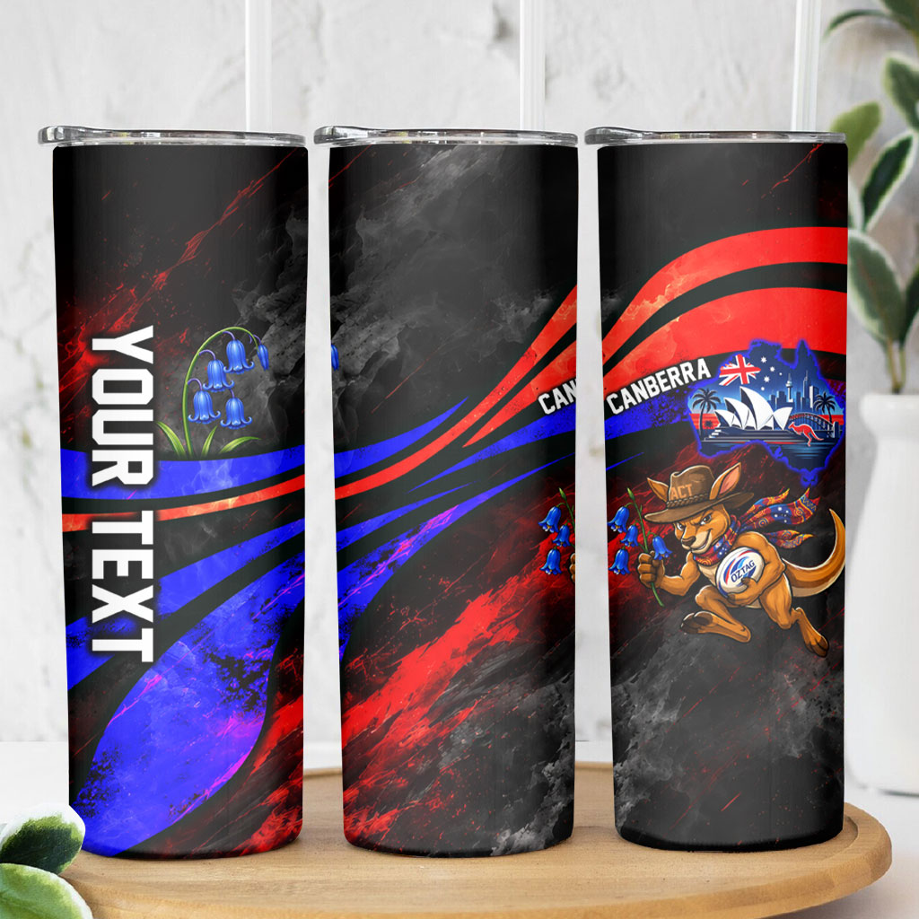 Personalized Australian Capital Territory Oztag Skinny Tumbler ACT Canberra Kangaroo Mascot Royal Bluebell