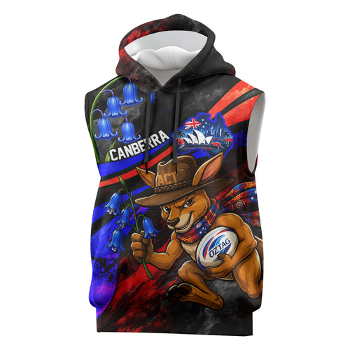 Personalized Australian Capital Territory Oztag Sleeveless Hoodie ACT Canberra Kangaroo Mascot Royal Bluebell