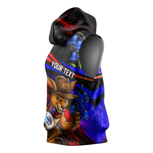 Personalized Australian Capital Territory Oztag Sleeveless Hoodie ACT Canberra Kangaroo Mascot Royal Bluebell