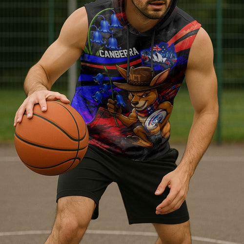 Personalized Australian Capital Territory Oztag Sleeveless Hoodie ACT Canberra Kangaroo Mascot Royal Bluebell