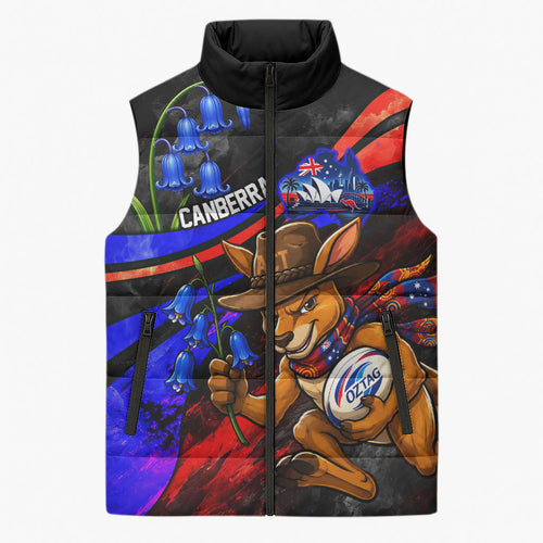 Personalized Australian Capital Territory Oztag Sleeveless Puffer Jacket ACT Canberra Kangaroo Mascot Royal Bluebell