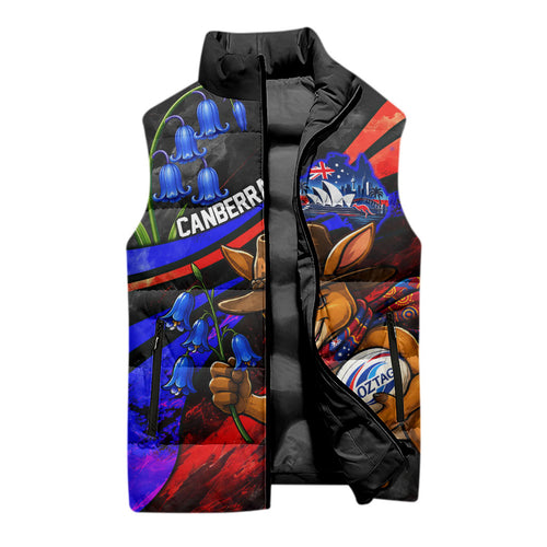Personalized Australian Capital Territory Oztag Sleeveless Puffer Jacket ACT Canberra Kangaroo Mascot Royal Bluebell