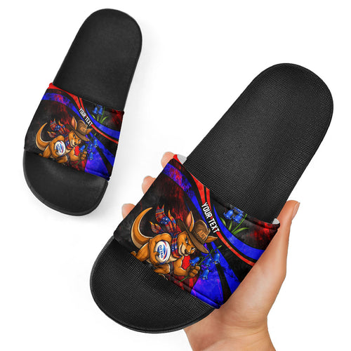 Personalized Australian Capital Territory Oztag Slide Sandals ACT Canberra Kangaroo Mascot Royal Bluebell
