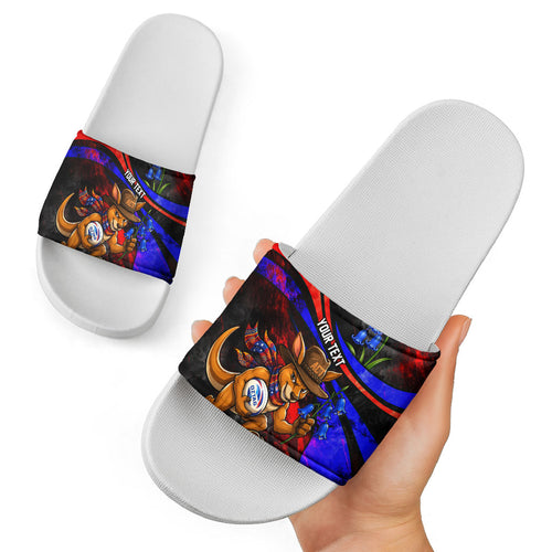 Personalized Australian Capital Territory Oztag Slide Sandals ACT Canberra Kangaroo Mascot Royal Bluebell