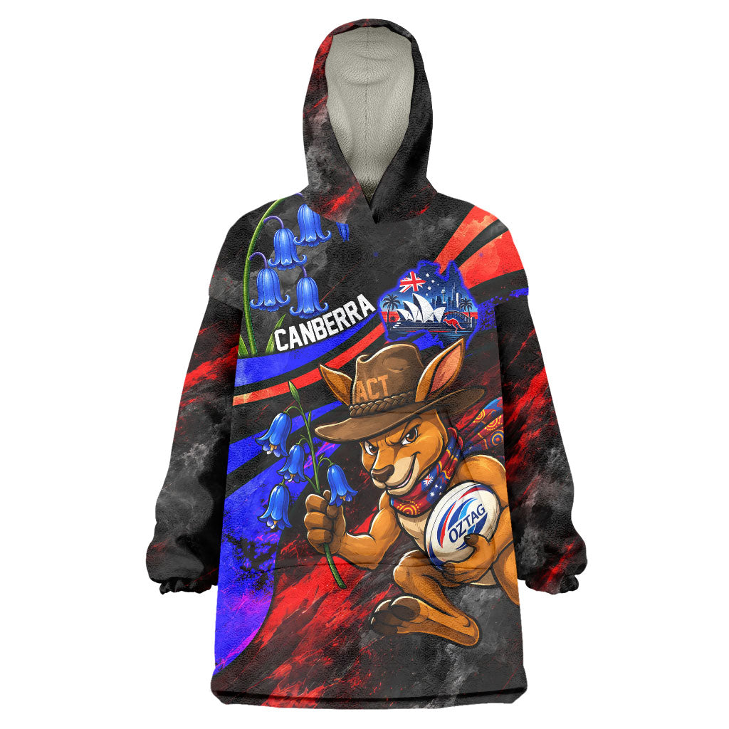 Personalized Australian Capital Territory Oztag Wearable Blanket Hoodie ACT Canberra Kangaroo Mascot Royal Bluebell