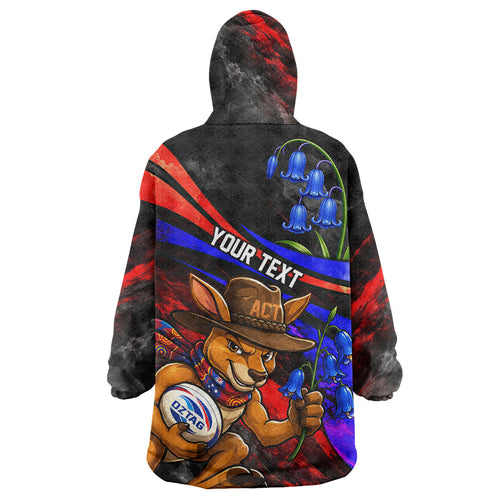 Personalized Australian Capital Territory Oztag Wearable Blanket Hoodie ACT Canberra Kangaroo Mascot Royal Bluebell