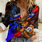 Personalized Australian Capital Territory Oztag Women Casual Shirt ACT Canberra Kangaroo Mascot Royal Bluebell