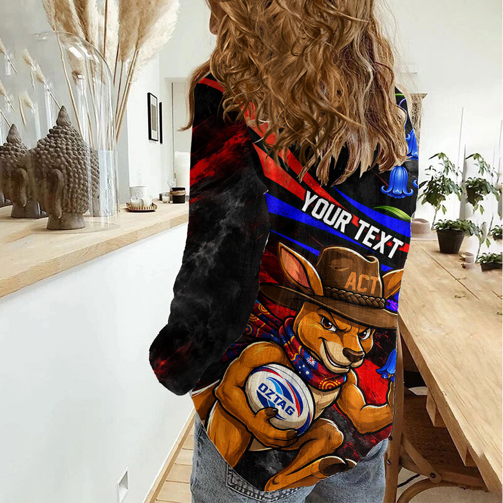 Personalized Australian Capital Territory Oztag Women Casual Shirt ACT Canberra Kangaroo Mascot Royal Bluebell