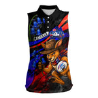 Personalized Australian Capital Territory Oztag Women Sleeveless Polo Shirt ACT Canberra Kangaroo Mascot Royal Bluebell