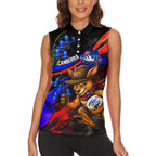 Personalized Australian Capital Territory Oztag Women Sleeveless Polo Shirt ACT Canberra Kangaroo Mascot Royal Bluebell