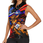 Personalized Australian Capital Territory Oztag Women Sleeveless Polo Shirt ACT Canberra Kangaroo Mascot Royal Bluebell