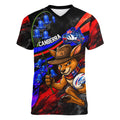 Personalized Australian Capital Territory Oztag Women V-Neck T-Shirt ACT Canberra Kangaroo Mascot Royal Bluebell
