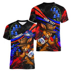 Personalized Australian Capital Territory Oztag Women V-Neck T-Shirt ACT Canberra Kangaroo Mascot Royal Bluebell