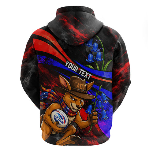 Personalized Australian Capital Territory Oztag Zip Hoodie ACT Canberra Kangaroo Mascot Royal Bluebell