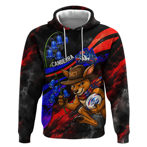 Personalized Australian Capital Territory Oztag Zip Hoodie ACT Canberra Kangaroo Mascot Royal Bluebell