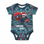 Personalized Carlton Blues Superhero Santa Christmas Baby Onesie Knit Pattern Festive Footy