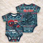 Personalized Carlton Blues Superhero Santa Christmas Baby Onesie Knit Pattern Festive Footy
