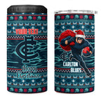 Personalized Carlton Blues Superhero Santa Christmas 4 in 1 Can Cooler Tumbler Knit Pattern Festive Footy