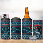 Personalized Carlton Blues Superhero Santa Christmas 4 in 1 Can Cooler Tumbler Knit Pattern Festive Footy