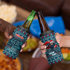 Personalized Carlton Blues Superhero Santa Christmas 4 in 1 Can Cooler Tumbler Knit Pattern Festive Footy
