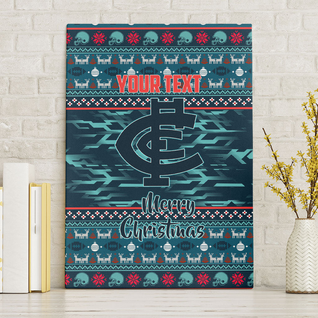 Personalized Carlton Blues Superhero Santa Christmas Canvas Wall Art Knit Pattern Festive Footy