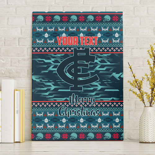 Personalized Carlton Blues Superhero Santa Christmas Canvas Wall Art Knit Pattern Festive Footy