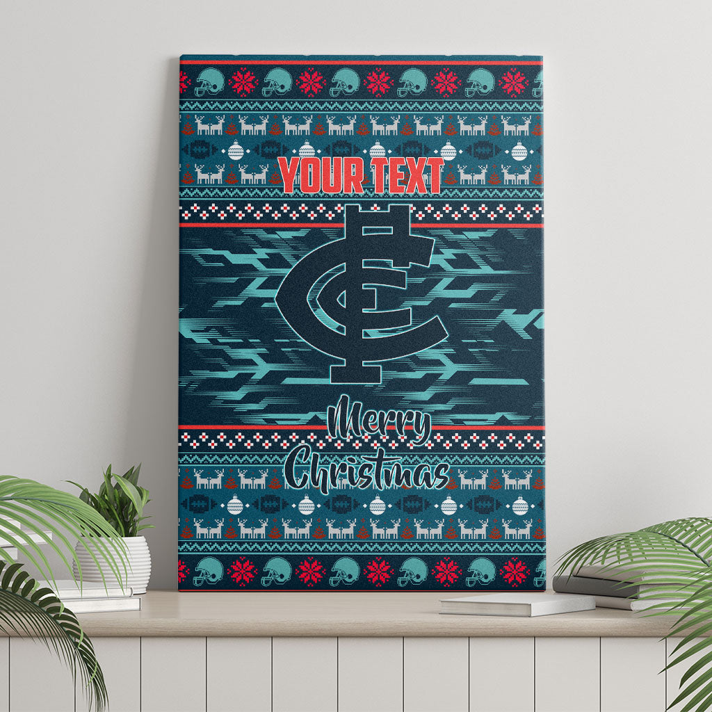 Personalized Carlton Blues Superhero Santa Christmas Canvas Wall Art Knit Pattern Festive Footy