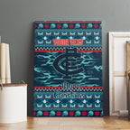 Personalized Carlton Blues Superhero Santa Christmas Canvas Wall Art Knit Pattern Festive Footy