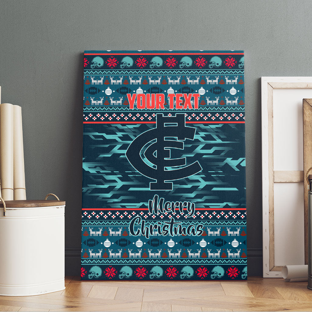 Personalized Carlton Blues Superhero Santa Christmas Canvas Wall Art Knit Pattern Festive Footy