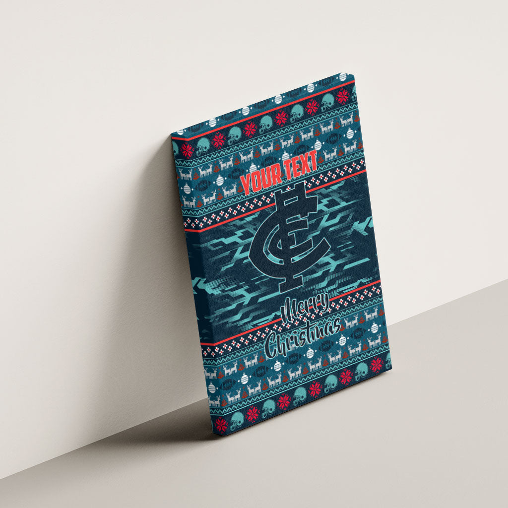 Personalized Carlton Blues Superhero Santa Christmas Canvas Wall Art Knit Pattern Festive Footy