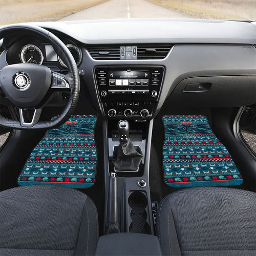 Personalized Carlton Blues Superhero Santa Christmas Car Mats Knit Pattern Festive Footy