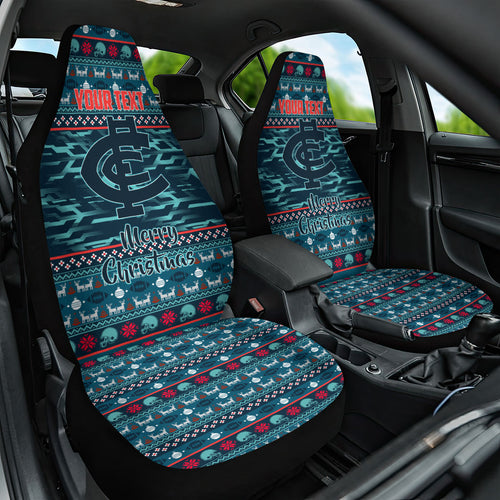 Personalized Carlton Blues Superhero Santa Christmas Car Seat Cover Knit Pattern Festive Footy