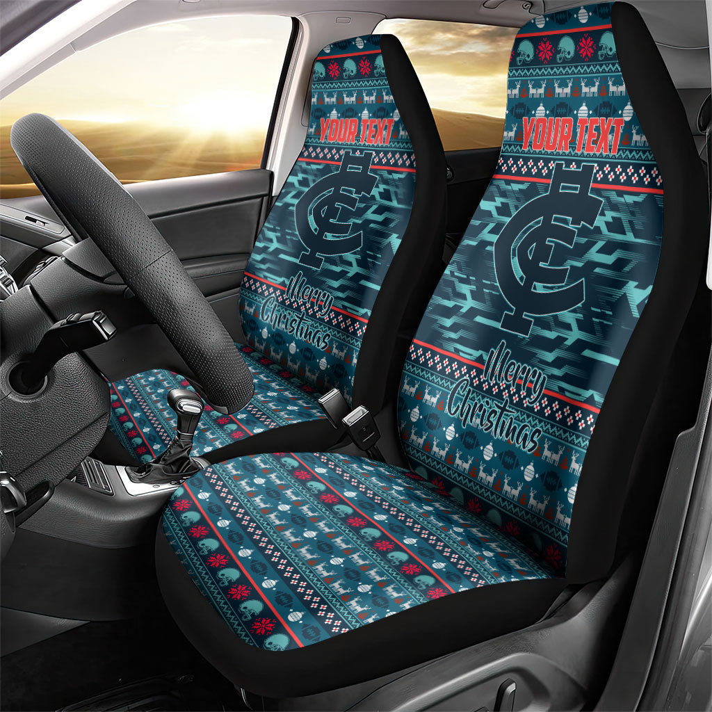 Personalized Carlton Blues Superhero Santa Christmas Car Seat Cover Knit Pattern Festive Footy