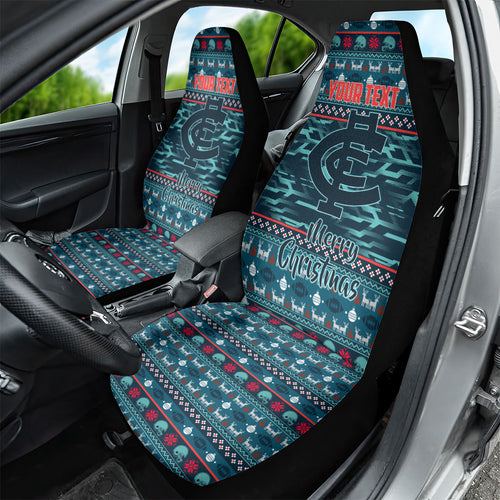 Personalized Carlton Blues Superhero Santa Christmas Car Seat Cover Knit Pattern Festive Footy