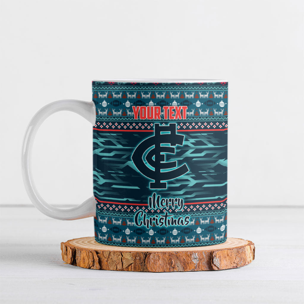 Personalized Carlton Blues Superhero Santa Christmas Ceramic Mug Knit Pattern Festive Footy