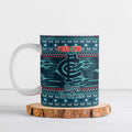Personalized Carlton Blues Superhero Santa Christmas Ceramic Mug Knit Pattern Festive Footy