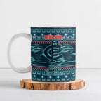 Personalized Carlton Blues Superhero Santa Christmas Ceramic Mug Knit Pattern Festive Footy