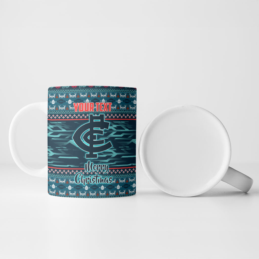 Personalized Carlton Blues Superhero Santa Christmas Ceramic Mug Knit Pattern Festive Footy