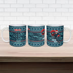 Personalized Carlton Blues Superhero Santa Christmas Ceramic Mug Knit Pattern Festive Footy