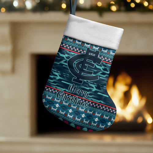 Carlton Blues Superhero Santa Christmas Stocking Knit Pattern Festive Footy