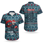 Personalized Carlton Blues Superhero Santa Christmas Couples Matching Mermaid Dress and Hawaiian Shirt Knit Pattern Festive Footy