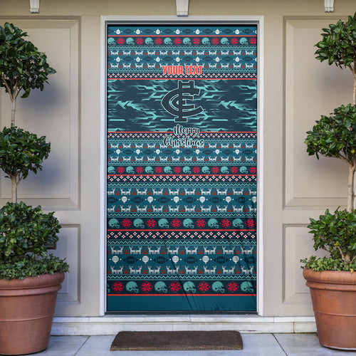 Personalized Carlton Blues Superhero Santa Christmas Door Cover Knit Pattern Festive Footy