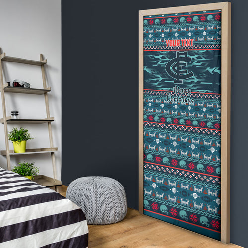 Personalized Carlton Blues Superhero Santa Christmas Door Cover Knit Pattern Festive Footy