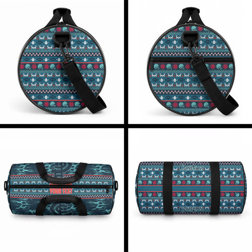Personalized Carlton Blues Superhero Santa Christmas Duffle Bag Knit Pattern Festive Footy