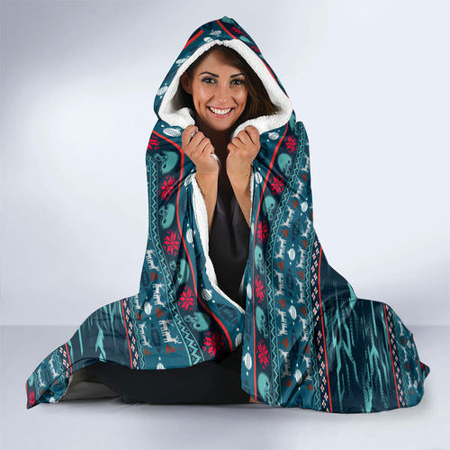 Personalized Carlton Blues Superhero Santa Christmas Hooded Blanket Knit Pattern Festive Footy