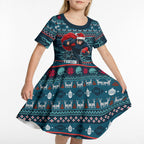 Personalized Carlton Blues Superhero Santa Christmas Kid Short Sleeve Dress Knit Pattern Festive Footy