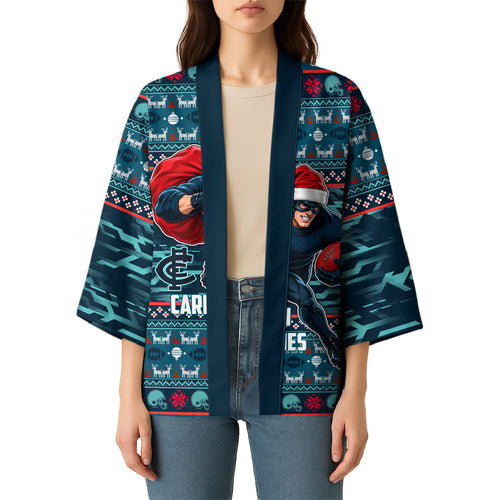 Personalized Carlton Blues Superhero Santa Christmas Kimono Knit Pattern Festive Footy