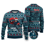 Personalized Carlton Blues Superhero Santa Christmas Ugly Christmas Sweater Knit Pattern Festive Footy