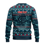 Personalized Carlton Blues Superhero Santa Christmas Ugly Christmas Sweater Knit Pattern Festive Footy