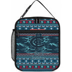 Personalized Carlton Blues Superhero Santa Christmas Lunch Bag Knit Pattern Festive Footy